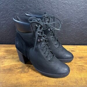 Timberland Kinsley A1KD4‎ Black Leather Suede Ankle Boots Womens Size 8.5